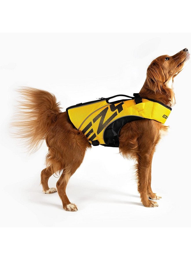 EzyDog DFD X2 Dog Life Jacket - Adjustable Swimming Safety Life Vest Preserver with Continuous Neck Flotation, Reflective Trim, & Grab Handle (Medium, Yellow) - Image 2