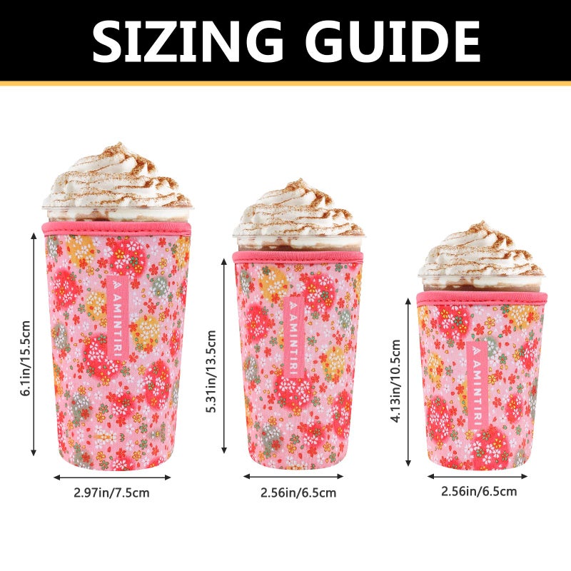 Amintiri 3 Pack Reusable Sleeve for Iced Coffee Cup  Coffee Neoprene Sleeve for Iced&Hot Drinks  Coffee Sleeve Compatible with Starbucks  Dunkin Coffee Cup. (Bouquet Spring) - Image 3