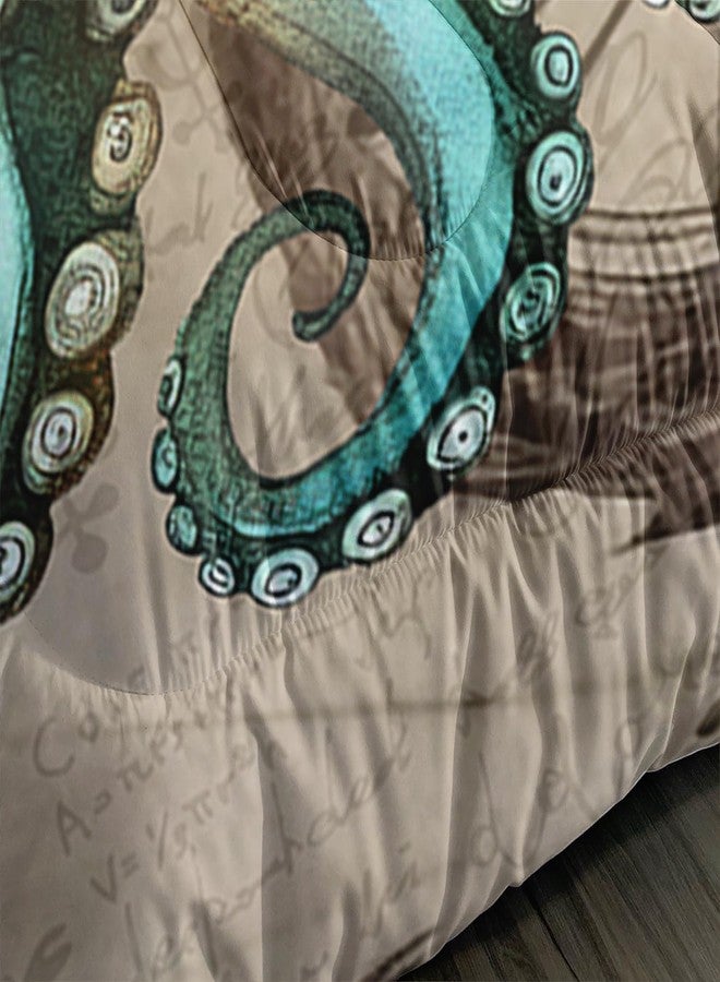 AILONEN 3D Pirate Captain Skull Comforter Set Twin Size, Octopus Dolphin Bedding Set for Kids Boys Girls,Nautical Theme Bed in a Bag Duvet Set,1 Quilt and 2 Pillowcases,3PCS - Image 4