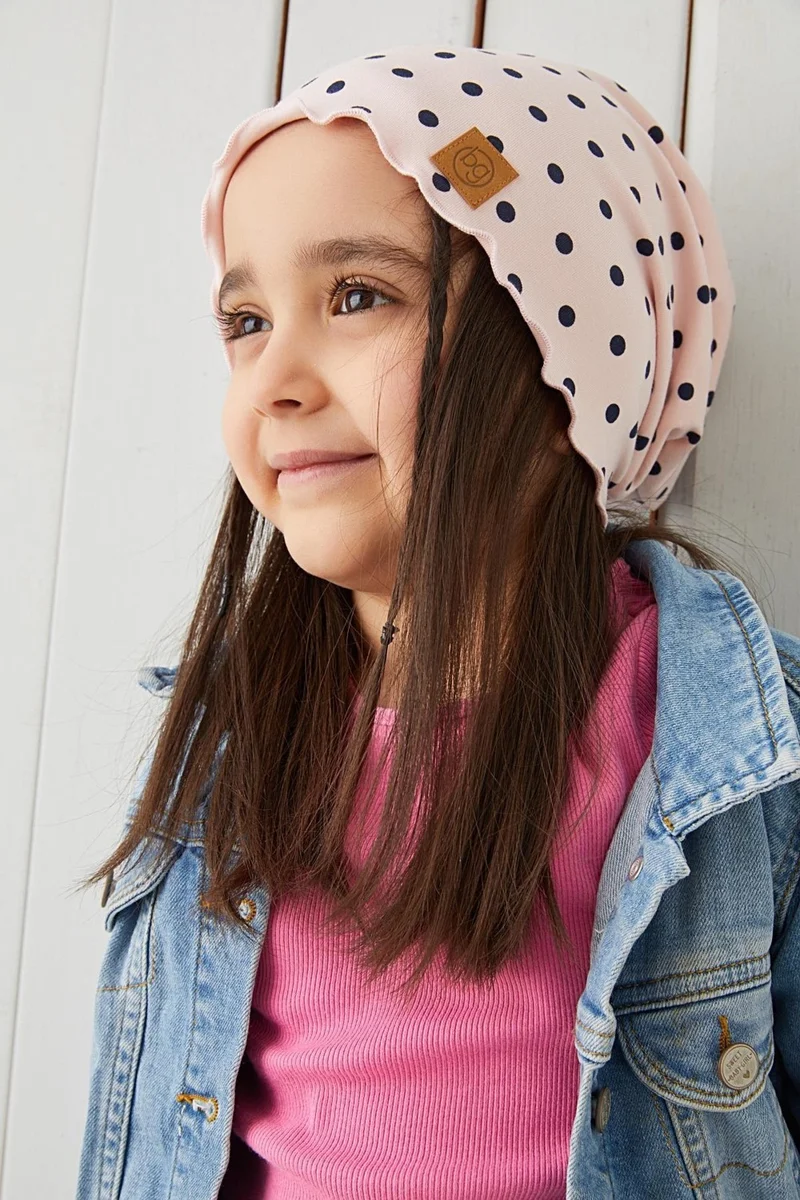 بيبيجيز Powder Black Girl Child Baby Beanie Neck Collar Set Soft 100% Cotton Combed Cotton Trend Series
