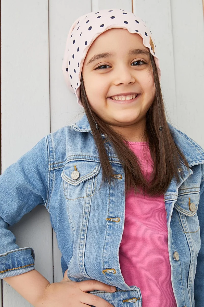 بيبيجيز Powder Black Girl Child Baby Beanie Neck Collar Set Soft 100% Cotton Combed Cotton Trend Series