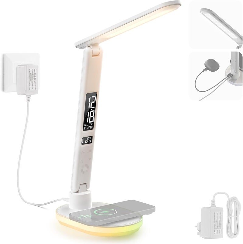 Neewer ENTRY LEVEL VERSION LED Desk Lamp with USB A Output, 3 Modes/5 Brightness Levels/4 RGB Effects/CRI85, LCD for Temp/Date/Time/Alarm, Eye Caring Touch Table Light for Home Office/Reading, N20 - Image 1