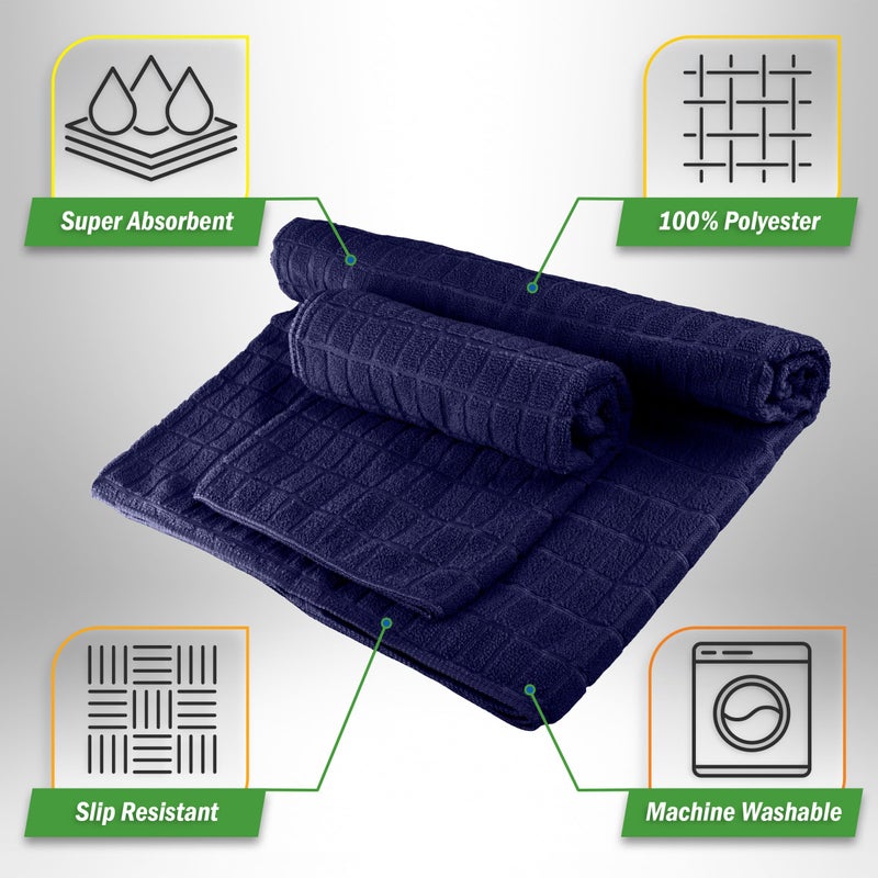 Wakeman Yoga Mat Towel and Gym Towel Set - 2-Piece Non Slip Set for Hot Yoga, Pilates, and Gym - 72â€ x 24â€ Sweat Absorbent and Quick Drying Blanket with Corner Pockets for Mats by Wakeman (Navy) - Image 5