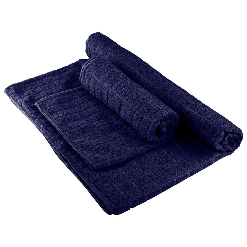 Wakeman Yoga Mat Towel and Gym Towel Set - 2-Piece Non Slip Set for Hot Yoga, Pilates, and Gym - 72â€ x 24â€ Sweat Absorbent and Quick Drying Blanket with Corner Pockets for Mats by Wakeman (Navy) - Image 1