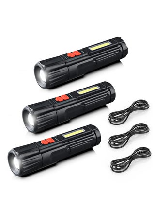 USB Rechargeable Flashlight, 3 Pack COB LED Mini Flashlights, Portable Waterproof Zoomable FlashLight with 5 Modes, Flashlight High Lumens Lights for Camping, Outdoor, Hiking, Emergency - pzsku/Z915E3FE2FD74AED969ABZ/45/_/1723271065/51eb7c44-6522-4c04-9d21-7e9d2556ea47