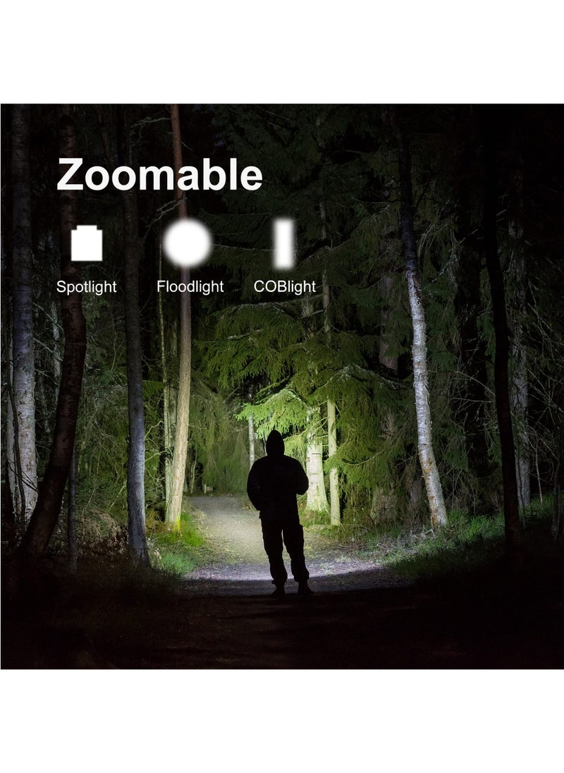 USB Rechargeable Flashlight, 3 Pack COB LED Mini Flashlights, Portable Waterproof Zoomable FlashLight with 5 Modes, Flashlight High Lumens Lights for Camping, Outdoor, Hiking, Emergency