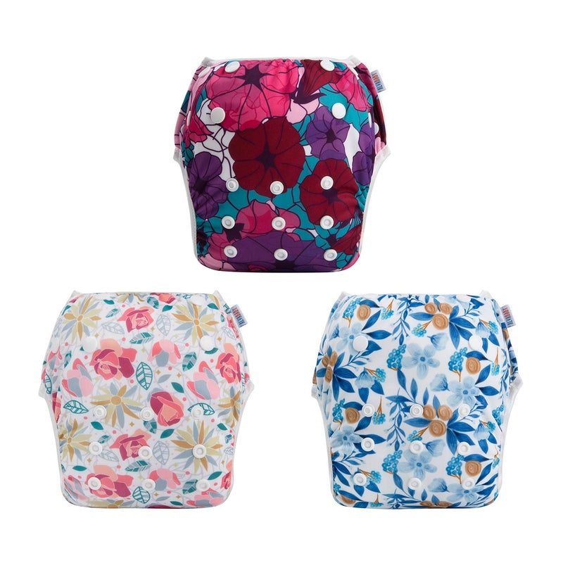 ALVABABY Swim Diapers 3pcs Reusable Adjustable 02 Years Baby Girl 3SWY03