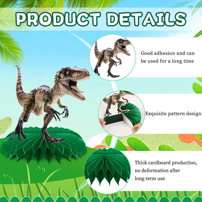 DTOFOOT 10 Pcs Dinosaur Party Decorations, Dinosaur Birthday Decorations Dinosaur Centerpieces for Birthday Party 3D Dino Honeycomb Table Decorations Jungle Animal Theme Table Decor For Boys Girls - Image 3