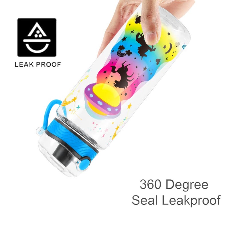 Home Tune Cute Water Bottle for School Kids Girls  BPA FREE Tritan & Leak Proof & Easy Clean & Carry Handle  23oz/ 680ml (UFO) - Image 4