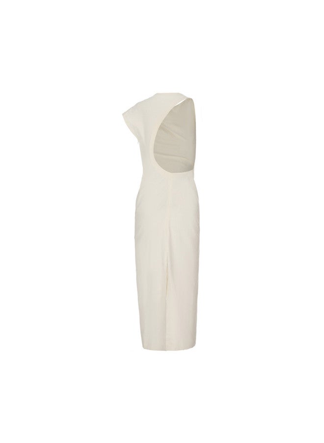 Zara solid Color Elegant Backless High-slit Straight Long Dress For Banquets - Image 3