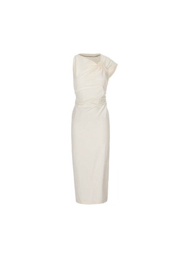 Zara solid Color Elegant Backless High-slit Straight Long Dress For Banquets - Image 2