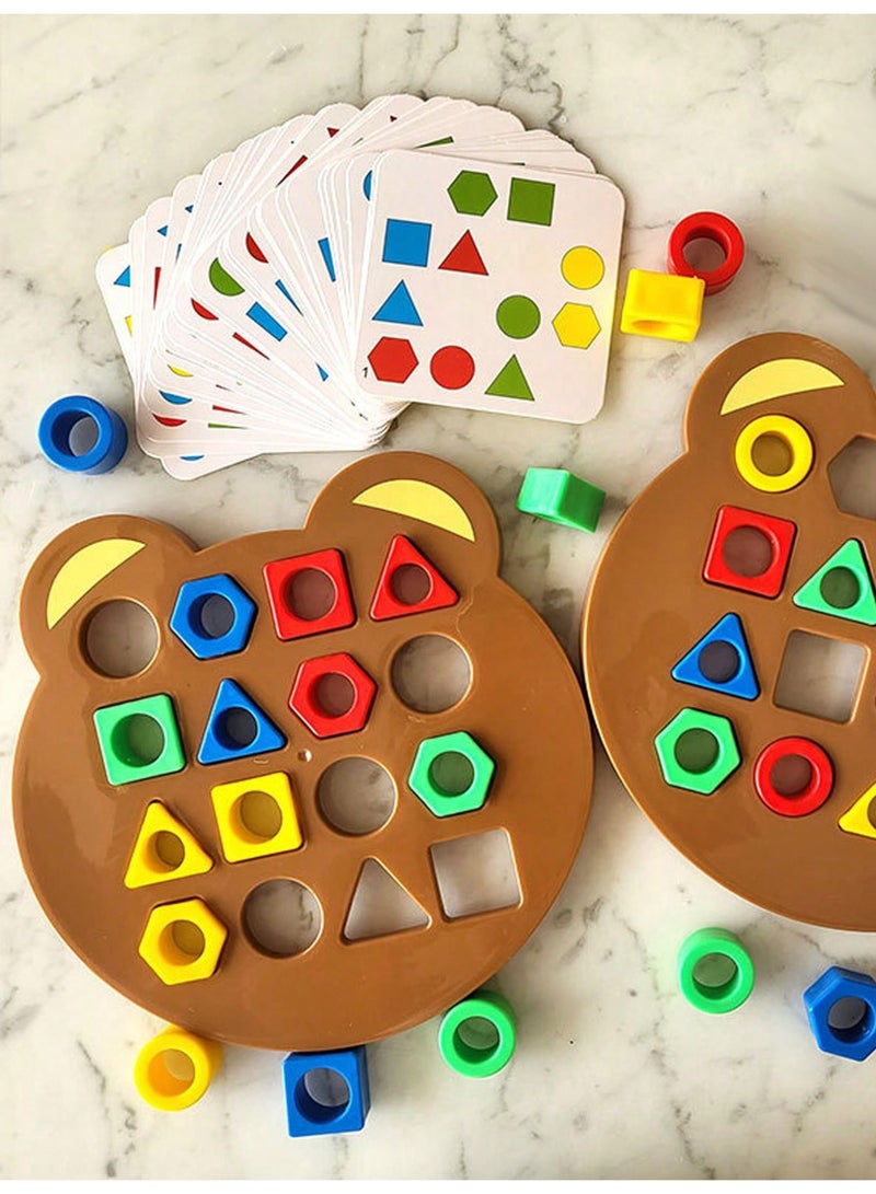Shape Matching Puzzle Game for Kids – Montessori Color Sorting Toy with Geometric Blocks  Pattern Cards, Educational Preschool Learning Board for Toddlers Ages 3-5, Fine Motor Skills Development, No  - Image 1