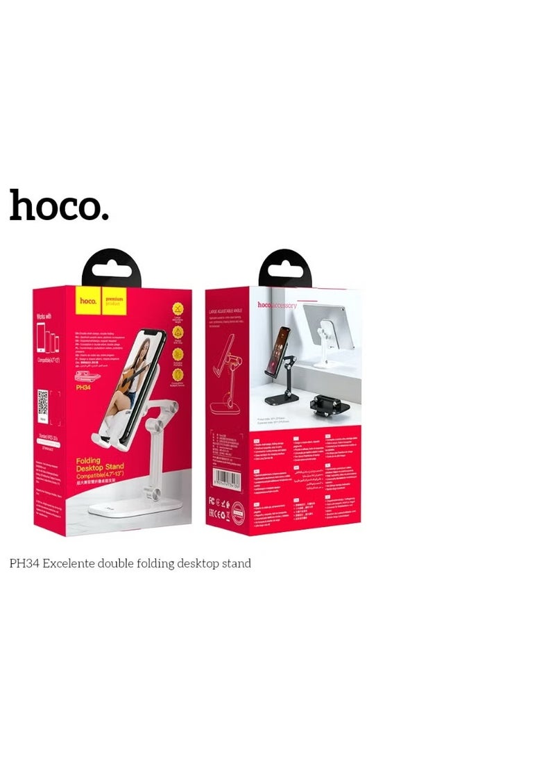 hoco. Hoco PH34 Ergonomic Foldable Desktop Stand – Dual-Hinge Adjustable Holder for Phones & Tablets - Image 3