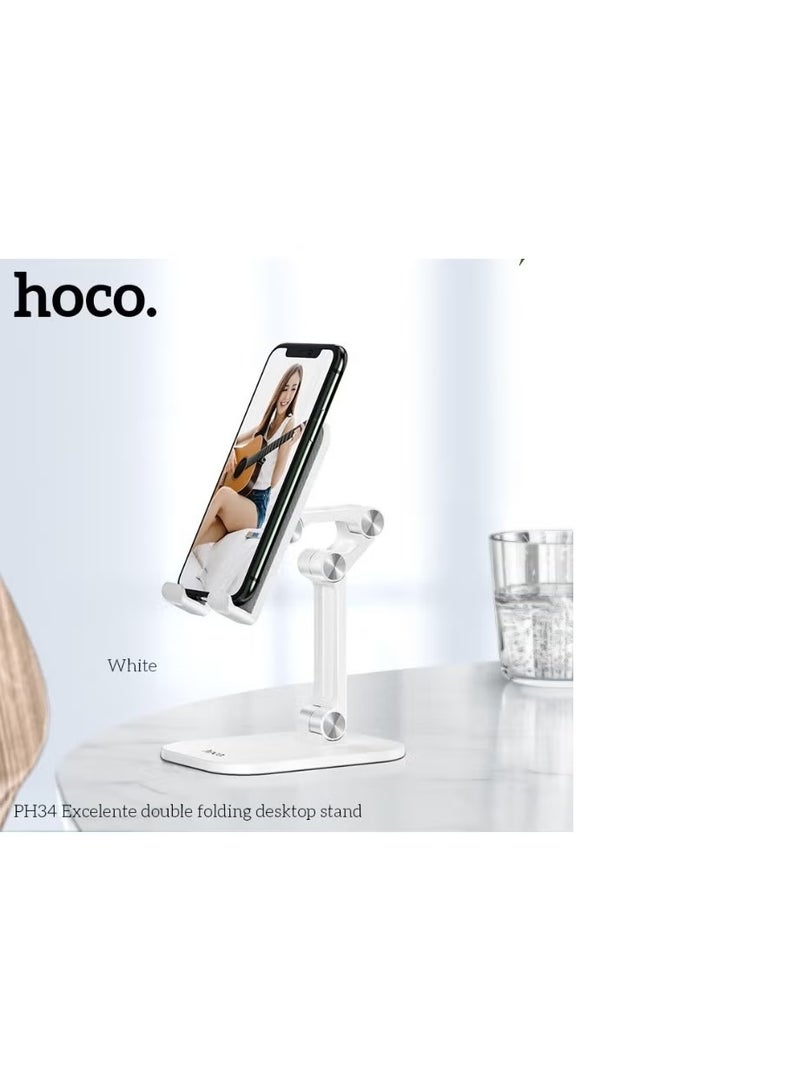 hoco. Hoco PH34 Ergonomic Foldable Desktop Stand – Dual-Hinge Adjustable Holder for Phones & Tablets - Image 1