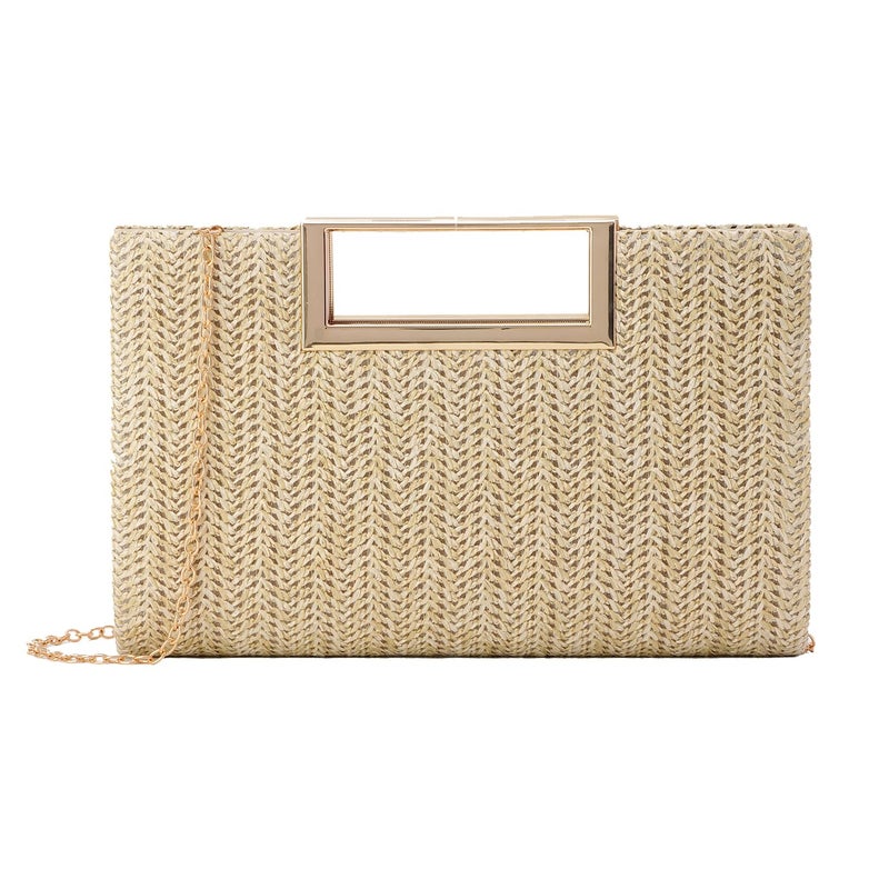 LUI SUI Top Handle Straw Clutch for Women Summer Clutch Straw Evening Bag Raffia Crossbody Purses Woven Beach Clutch - Image 1