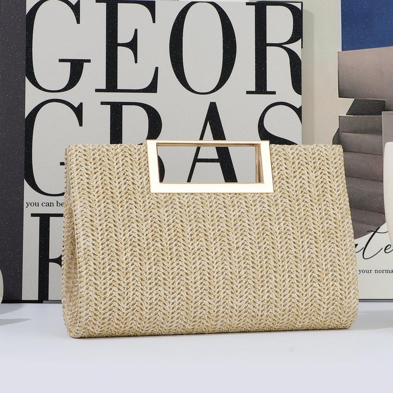 LUI SUI Top Handle Straw Clutch for Women Summer Clutch Straw Evening Bag Raffia Crossbody Purses Woven Beach Clutch - Image 3