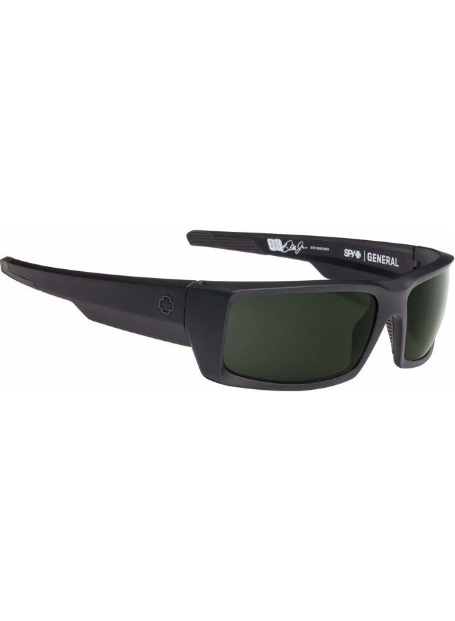 SPY Optic General | Wrap Sunglasses, Soft Matte Black/Happy Gray/Green, 60 mm - Image 3
