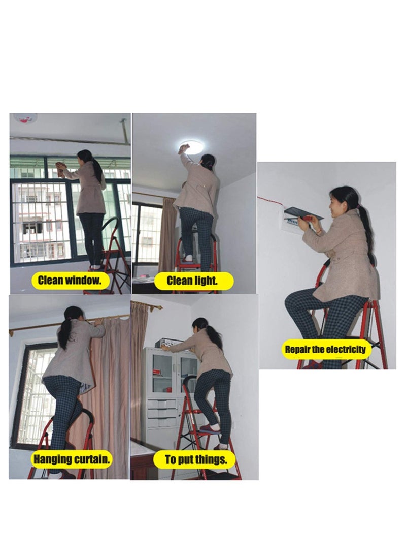 3 Steps Ladder Folding Step Stool With Anti Slip Sturdy And Wide Pedal Lightweight Portable Multi Use Stepladder For Home And Kitchen Foldable Ladder Space Saving