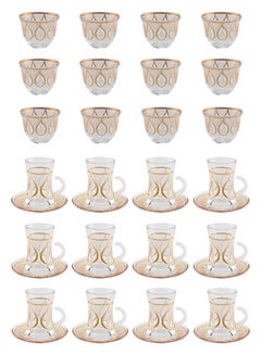 Guzel 36-Piece Tea & Coffee Glass Set Clear/Gold, Serve for 12 KSA ...