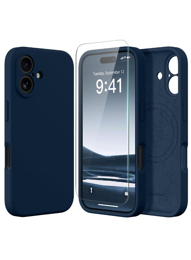 SUYDANBOX Magnetic for iPhone 16 Case, Compatible with MagSafe, [Full Camera Protection][Screen Protector] Silicone Shockproof Protective Phone Case for iPhone 16 6.1", Cobalt Blue - Image 1