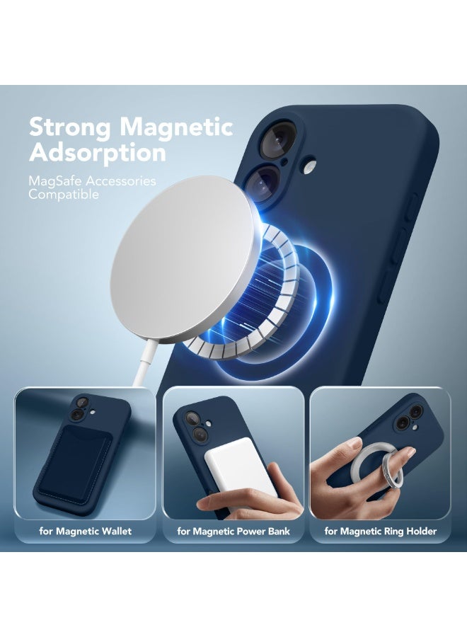 SUYDANBOX Magnetic for iPhone 16 Case, Compatible with MagSafe, [Full Camera Protection][Screen Protector] Silicone Shockproof Protective Phone Case for iPhone 16 6.1", Cobalt Blue - Image 2