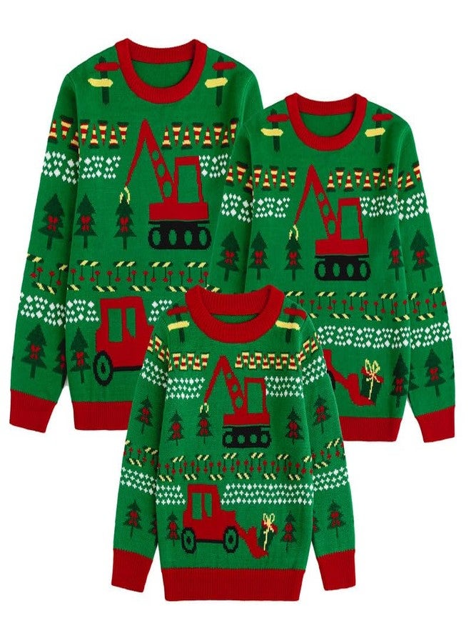 Curipeer Matching Family Ugly Christmas Sweater Outfits for Women Men Knitted Pullover Sweaters Tops for Party Holiday Green 7-8T - Image 1