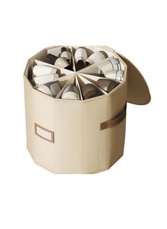 General Multi-partition shoe box, new cylindrical shoe box, detachable shoe dust storage box (khaki)  - Image 1