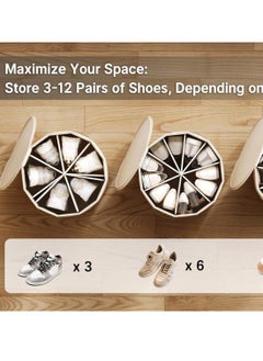 General Multi-partition shoe box, new cylindrical shoe box, detachable shoe dust storage box (khaki)  - Image 3