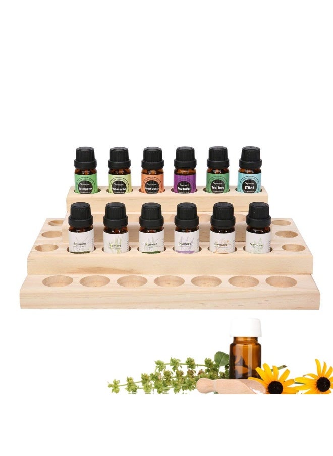 VolksRose - VolksRose 4-Tier Essential Oils Storage Rack, Wooden Essential Oils Nail Polish Display Holder Shelf, Cosmetic Perfume Essential Oil Organizer Stand - 30 Slots for (5ml 10ml 15ml 20ml) Bottles - Image 1
