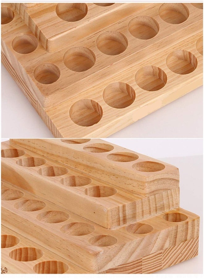 VolksRose - VolksRose 4-Tier Essential Oils Storage Rack, Wooden Essential Oils Nail Polish Display Holder Shelf, Cosmetic Perfume Essential Oil Organizer Stand - 30 Slots for (5ml 10ml 15ml 20ml) Bottles - Image 1