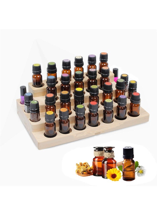 VolksRose - VolksRose 4-Tier Essential Oils Storage Rack, Wooden Essential Oils Nail Polish Display Holder Shelf, Cosmetic Perfume Essential Oil Organizer Stand - 30 Slots for (5ml 10ml 15ml 20ml) Bottles - Image 1