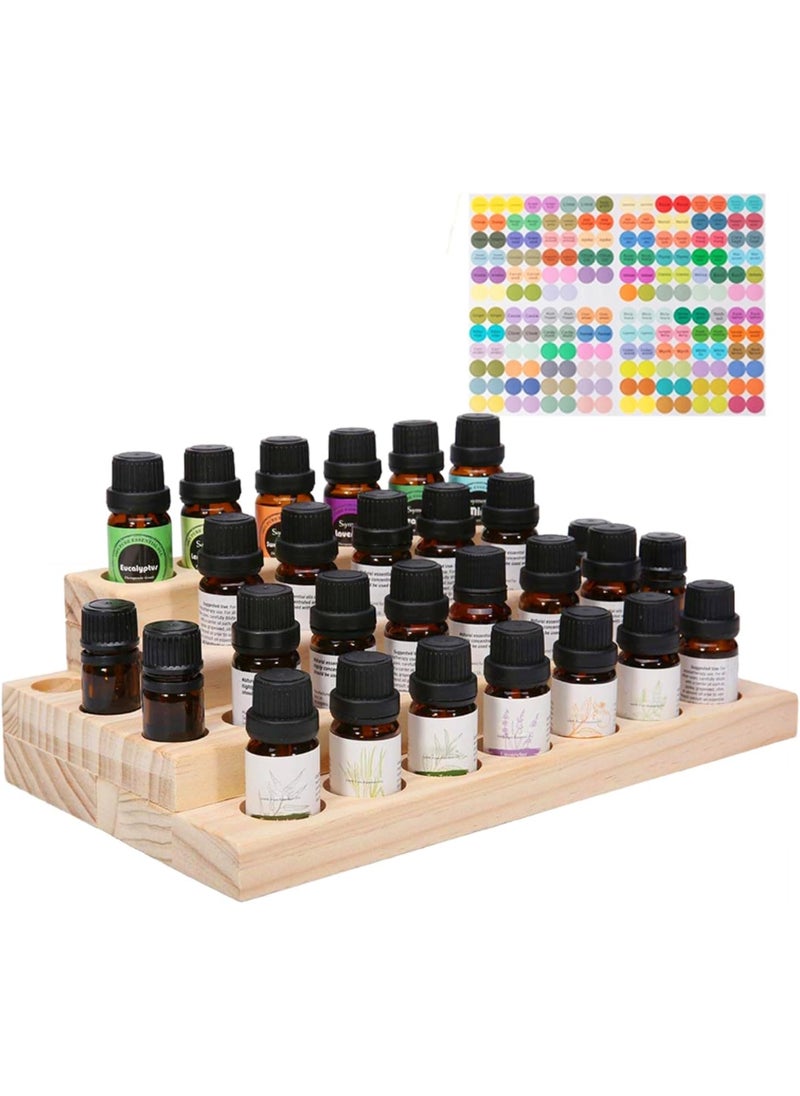 VolksRose - VolksRose 4-Tier Essential Oils Storage Rack, Wooden Essential Oils Nail Polish Display Holder Shelf, Cosmetic Perfume Essential Oil Organizer Stand - 30 Slots for (5ml 10ml 15ml 20ml) Bottles - Image 1