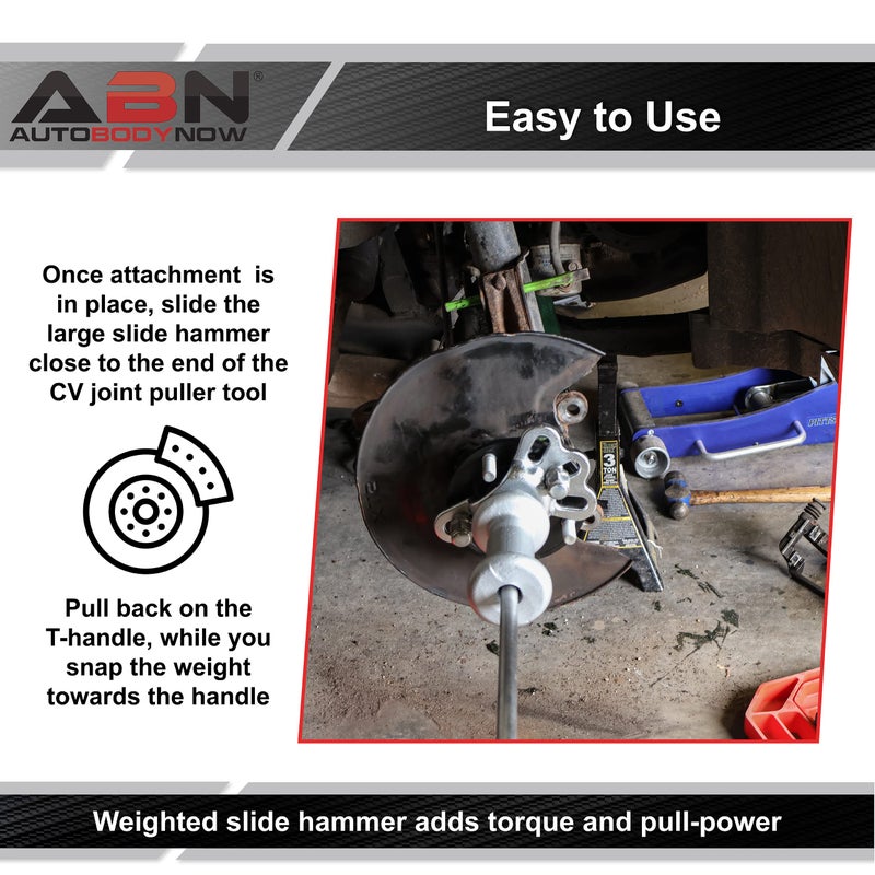 ABN Slide Hammer Puller Set - 5 lb Slide Hammer Axle and Hub Puller and Dent Remover Unit Auto Body Hammer Tool - Image 3