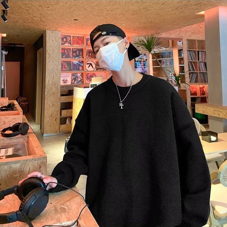 Thickened Sweater Men'S Korean-Style Trendy Loose Japanese Knitwear Winter Ins Hong Kong Style Lazy Sweater Coat - Image 4