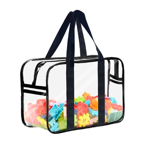 Ycchensying Clear Storage Bag with Zipper Organizing Bags for Home Travel with Handles for Building Blocks Puzzle Book Board Game3 colorsSmall - Image 1
