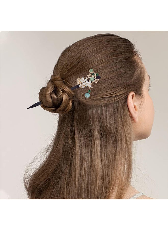 Ocean 3 PCS Chinese Wood Hair Sticks, Retro Hair Chopsticks Wooden Hair Pins Exquisite Vintage Flower Hair Sticks with Tassel Women Girl Fashion Hair Decor Accessories for Festival Party - Image 3