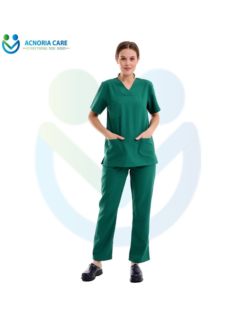 اكنوريا كير سكراب طبي نسائي مكون من قطعتين بلوزة وسروال 25% فيسكوز 75% بوليستر لون أخضر تركواز - مقاس XL - من اكنوريا كير - Image 3