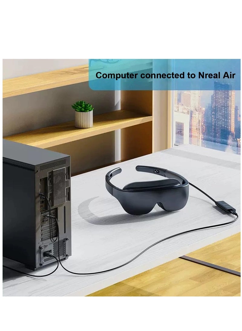 كابل DisplayPort بطول 6.6 قدم إلى USB C 4K 60Hz مع محول لـ Nreal Air VR MacBook Pro iPad Pro XPS