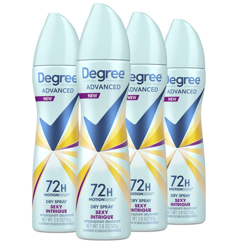 Degree Women Antiperspirant Deodorant Dry Spray Sexy Intrigue 38 Ounce Pack of 4