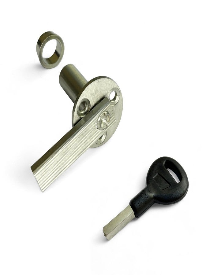 Moksh Plus Brass Panel Lock 1.1/2 Inch (36mm)/Sliding Lock/Allen Key Lock/Cylinder Door Lock/L-Key Lock S.S. Finish with S.S. Molding Key Use for Window and Cupboard Sliding Door (Pack of 1 Pcs.) - Image 1