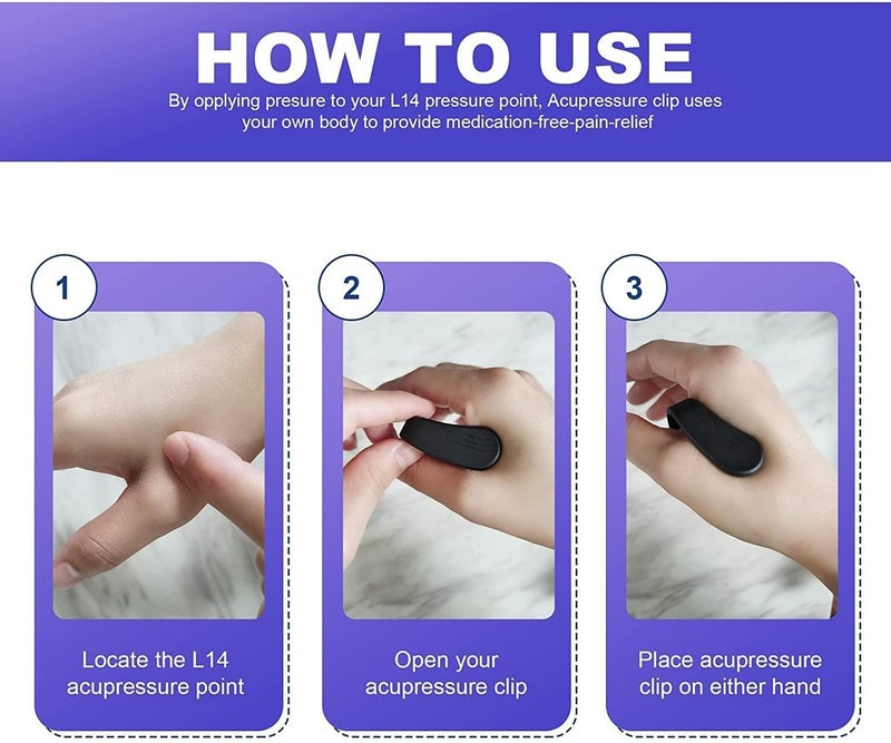 klarako Migraine Relief Acupressure Clip Headache Clip Portable Stress Relief Migraine Relief Palm Pressure Clip Wearable Acupressure Device Massage for Tension/Natural Headaches (1pcs, Black) - Image 5