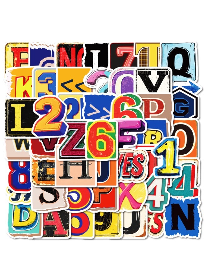 NIBEMINENT 50 Pcs Retro English Letters Deco Kit Waterproof Stickers, High Definition Printing Bright Colors, Suitable for Laptop Skateboard Luggage Water Bottle Guitar DIY - Image 2