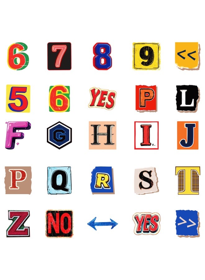 NIBEMINENT 50 Pcs Retro English Letters Deco Kit Waterproof Stickers, High Definition Printing Bright Colors, Suitable for Laptop Skateboard Luggage Water Bottle Guitar DIY - Image 3