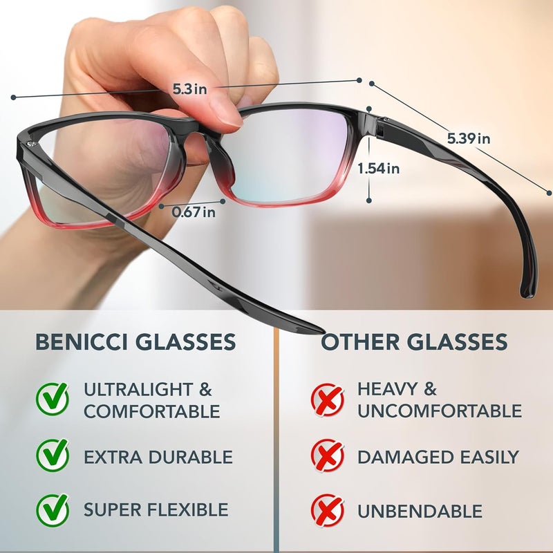 Benicci نظارات أنيقة لحجب الضوء الأزرق للنساء والرجال - تساعد في تخفيف إجهاد العين الرقمي والصداع الناتج عن الكمبيوترات والهواتف مع علبة - Image 4