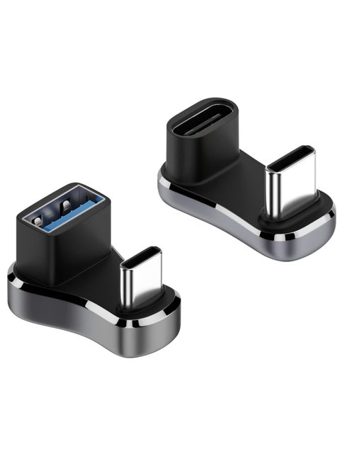 180 Degree USB C Male to USB Female Adapter, U Shape USB C to USB A Adapter with 0.43in Spacing (10G C to C and C to A)
