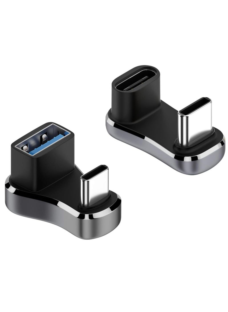 Oasisgalore 180 Degree USB C Male to USB Female Adapter, U Shape USB C to USB A Adapter with 0.43in Spacing (10G C to C and C to A)  - Image 1