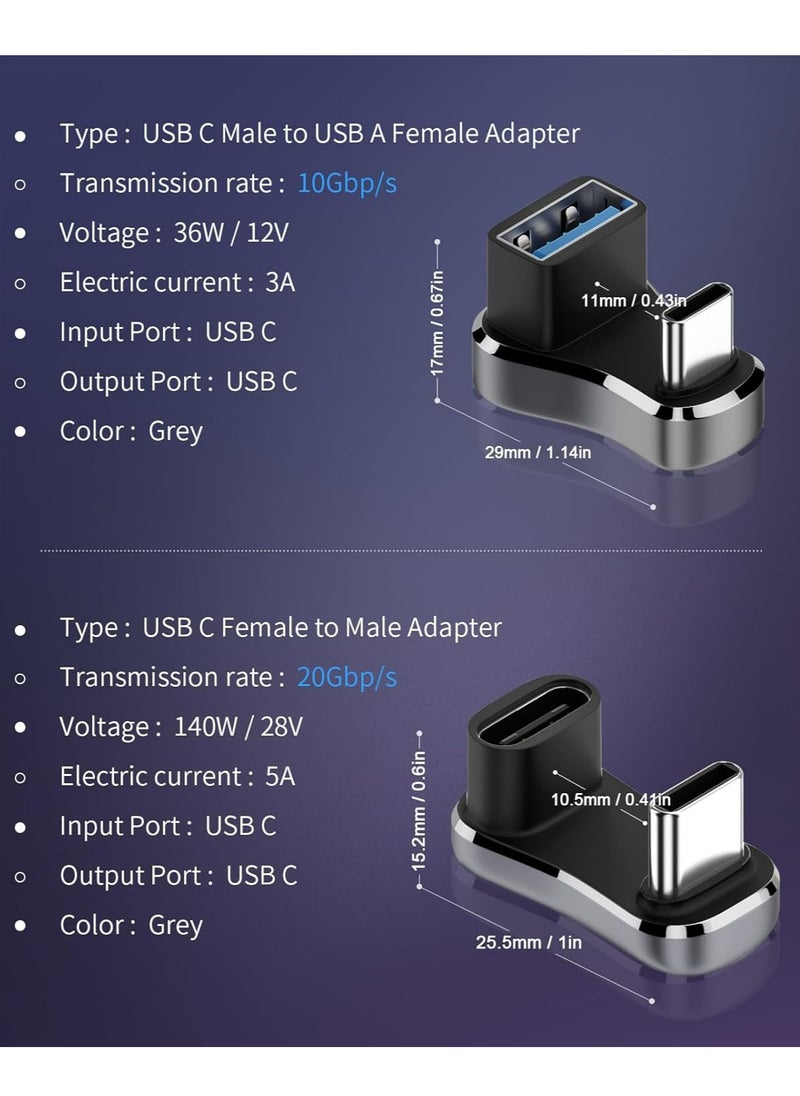 Oasisgalore 180 Degree USB C Male to USB Female Adapter, U Shape USB C to USB A Adapter with 0.43in Spacing (10G C to C and C to A)  - Image 4