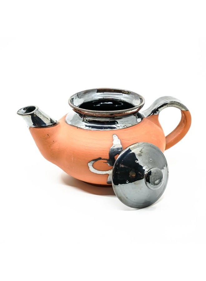 ارك إبريق شاي مصنوع يدويًا من ARK Dirtique | إبريق شاي طيني نصف مطلي مخصص للشاي، الشاي العشبي والمشروبات المنقوعة | إبريق شاي فخاري طبيعي التبريد | صديق للبيئة، متين وخالٍ من المواد الكيميائية | 650 مل - Image 2