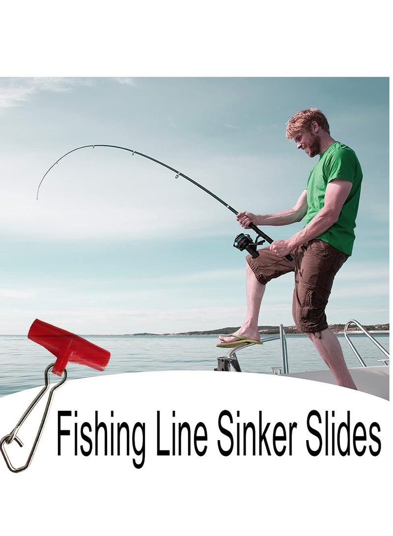 40 Pcs T-Shaped Fishing Line Sinkers with Duo Lock Snaps - Durable Clips for Sea Fishing, Easy to Use, Red  - Image 5