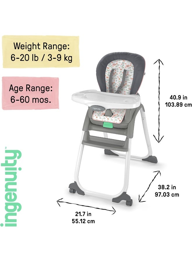 Ingenuity Full Course 6-in-1 High Chair - Baby to 5 Years Old, 6 Convertible Modes, 2 Dishwasher Safe Trays - Milly - Image 2